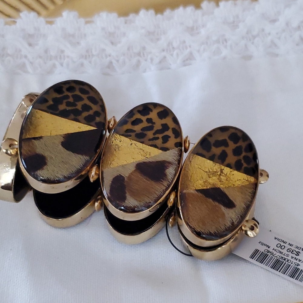 Chico's Gold and Brown Leopard Print Bracelet